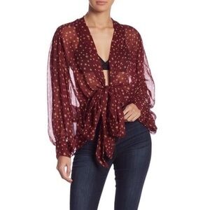 Free People Star Dazed Tie Front Kimono OS